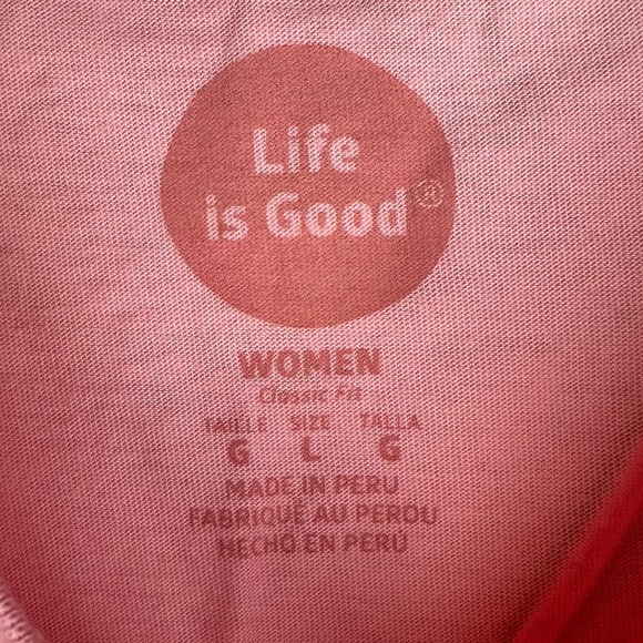Life is Good Happy Hour Classic Fit Pink T-Shirt Size Large - Picture 4 of 8